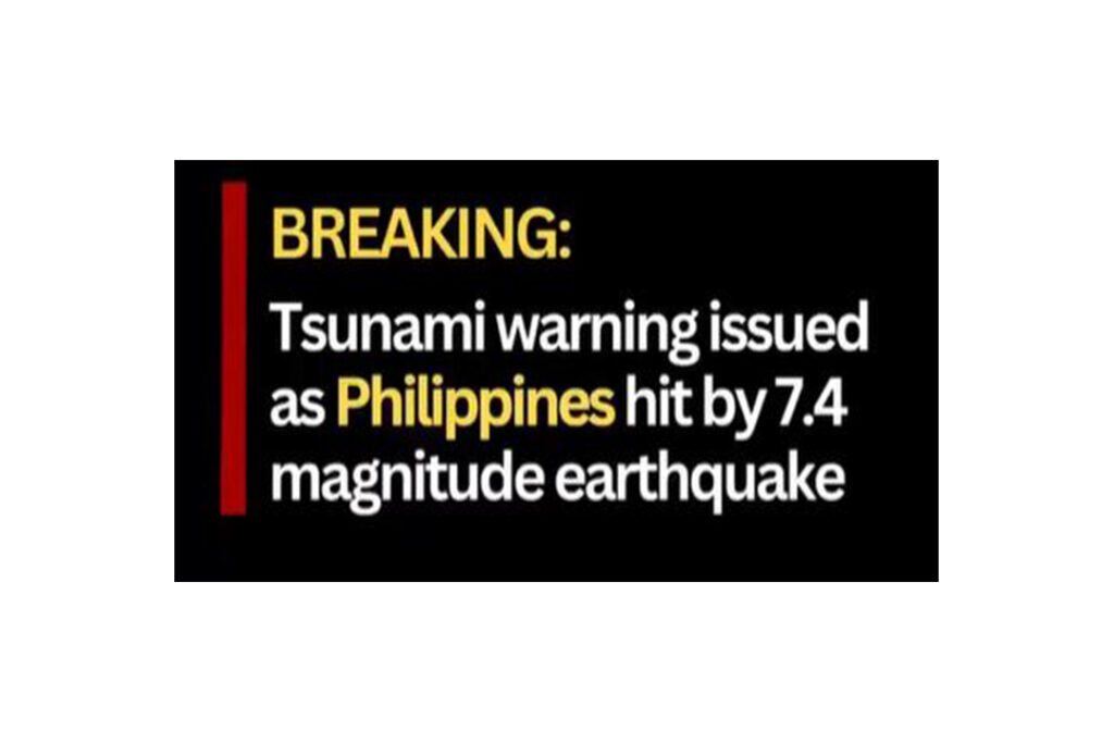 Philippines Earthquake Tsunami Warning 7.5 magnitude
